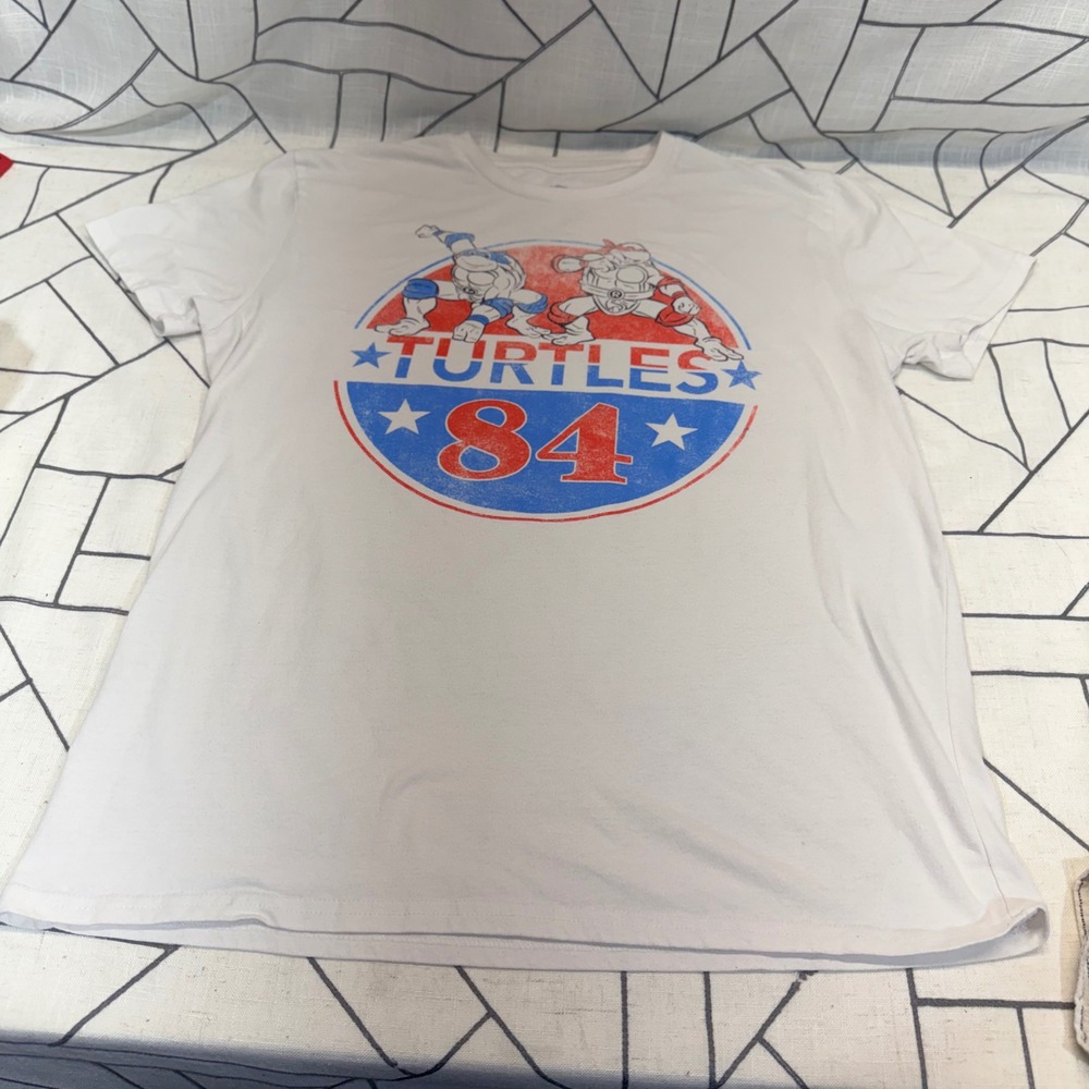 Nickelodeon TMNT T-Shirt Large White Turtles 84 Retro Graphic Tee